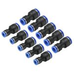 sourcing map Push to Connector Fitting, 10mm to 6mm/10mm to 8mm Tube OD Quick Connect Air Line Hose Pipe Fitting Straight Pneumatic Connector, Black 10Pcs