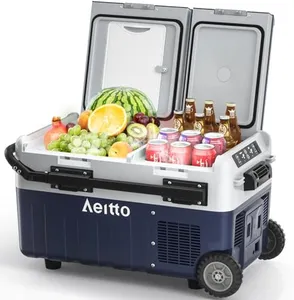 Aeitto 12 Volt Car Refrigerator, 32QT(30L) Dual Zone Portable Car Fridge Freezer -4℉-68℉ Electric Cooler Dual Temp Control Cooling Freezing 12/24V DC & 100-240V AC for Travel, Camping, RV, Road, Home