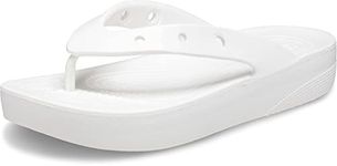 Crocs Women's Classic Platform Flip Flops, Platform Sandals, White, 7 Women