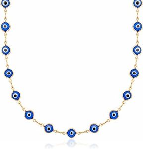 Barzel 18K Gold Plated Evil Eye Necklace In 18 Inches with 2 Inches Extension - Made In Brazil