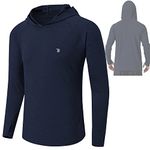 donhobo Men's UPF 50+ Sun Protection Hoodie Long Sleeve T-Shirt for Running, Fishing, Hiking(Navy Blue,S)