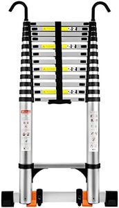 Wolec 16.5FT Telescoping Ladder with 2 Detachable Hooks,Reinforced Anti-Pinch Telescopic ladders with 2 Triangle Stabilizers, Portable Wheels Non-Slip Balance Bar,Heavy Duty 330lbs Max Capacity