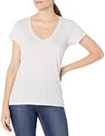 Alternative Women's Melange Burnout Jersey Slinky V-Neck Shirt, Oatmeal Heather, Small