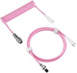 Geekria Coiled USB-C Gaming Keyboard Cable with Aviator Connector Cord, 5-Pin Braided Double-Sleeved Mechanical Keyboard Cable Compatible with Keychron K8 K7 K6Pro, Logitech G715 G713 (Pink 5FT)