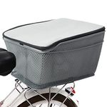 Lixada Rear Bike Basket Waterproof Metal Wire Bicycle Basket with Adjustable Cargo Net and Waterproof Rainproof Cover Fits to Most Rear Bike Racks