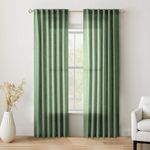 Linen Curtains 94 Inches Long 2 Panels for Living Room Olive Green Light Filtering Soft Touch Villa Cottage Core Back Tab Boho Semi Sheer Curtains for Bedroom Gym Room Minimalist Decor