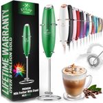 Zulay Powerful Milk Frother Handheld Foam Maker for Lattes - Whisk Drink Mixer for Coffee, Mini Foamer for Cappuccino, Frappe, Matcha, Hot Chocolate by Milk Boss (Metallic Green)