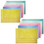 Shuban 10 Pcs Clear Envelopes with Snap Button Closure - FS Legal Letter Size - Mix Color with Flower Printing - Plastic Poly Document File Folders for School, Home, and Office