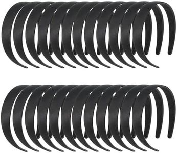 Genie Crafts 24 Pack Black Headbands for Women - 1 Inch Wide Non-slip Satin Headband for DIY (4.8 x 5.75 x 1)