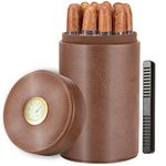 Scotte Cigar humidor case/jar,Leather Cedar Wood Cigar Canister Portable for 12-16 Cigar (Brown)