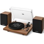 Qlearsoul SoulBox S1 Vinyl Record Player with Stereo Speakers, Turntable with Built-in Preamp, S-Shaped Tonearm, 33/45 RPM