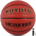 KUYOTQ Official Size 7 (29.5") Composite Leather Microfiber Basketball - Perfect for Men's in&Outdoor Play - Ideal Basketball Gifts for Youth & Adults（Defalted, with Pump）