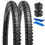 YUNSCM 2-PCS 26" Bike Tires 26x2.125/57-559 60TPI and 26" Heavy Duty Bike Tubes Compatible with Mountain/Off Road Bike 26x1.95 26x2.0 26x2.10 26x2.125 26x2.15 Bicycle Bike Tires and Tubes (Y-413)