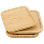 JOIKIT 3 Pack 8 Inch Bamboo Platter, Fine Polished Sqaure Wood Plates Bamboo Serving Tray for Holding Fruit, Bread, Cheese, Nut, Coffee, Tea, Plant Saucer