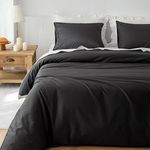 HeimenAogo 600TC Egyptian Cotton Duvet Cover California King Sateen Weave, Silky Soft and Breathable Comforter Cover with Zipper Closure, Moonless Night Black 3Pcs (104"×98")