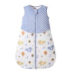 Fairy Baby Sleeping Bag 1.5 TOG Unisex Wearable Blanket Swaddle for Newborn Soft Cotton Sleeveless Sleeping Sack with Double Zipper (‎Blue-1.5tog, S)