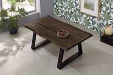 The Attic Live Edge Coffee Table|Coffee Table for Living Room|Solid Wood Classy Centre Table|Walnut Matte Finish