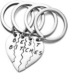 Best Friend Keychains Set of 4 Bestie Christmas Gifts Matching 4 Pieces Best Bitches2 Keychain BFF Friendship Gift Keychain for Best Friends Soul Sisters for 4