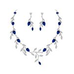 EVER FAITH Teardrop Wedding Bridal Jewelry Set for Brides Sparkly Blue CZ Pear-Shaped September Birthstone Necklace Earrings Set