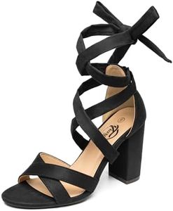 Trary Black Pink Nude Red Heels for Women,Women's Heeled Sandals Lace up High Heels,Chunky Heels for Women,Strappy Heels for Women Sandals,High Platform Stripper Heels,Comfortable Tie Up Heels 3 Inch,