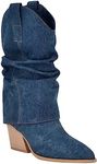 NINE WEST Women's Wilton Western Boot, Denim Blue 400, 6.5