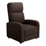 Linen Fabric Manual Recliner Chair with Side Pocket, High Backrest, Thick Cushion, Adjustable Push-Back Recliner, Cozy Lounge Chair for Living Room, Bedroom & Home Theater - Brown
