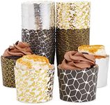 50 Pack Cupcake Liners Wrappers, Muffin Paper Baking Cup for Birthday Party, Gold and Silver Color