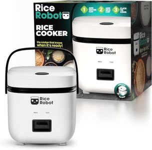 Rice Robot Personal Rice Cooker, PFAS-free, Nonstick. 1 Quart Capacity, with Stainless Steel Steamer Tray, Measuring Cups, Recipe Book with 60 Recipes, and Serving Spoon, As Seen On TV