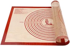 Non-Slip Silicone Pastry Mat Extra Large with Measurements 28''by 20'' for Silicone Baking Mat, Counter Mat, Dough Rolling Mat,Oven Liner,Fondant/Pie Crust Mat by Folksy Super Kitchen (2028, red)