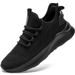 ZMBCYG Womens Shoes Running Walking Slip On Lightweight Breathable Sport Sneakers Lace Up Gym Tennis All_Black,Women,Size8