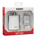 Zippo Lighter & Flask gift set, Silver