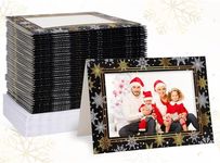 Whaline 40 Set Winter Photo Frame Greeting Cards with Envelopes Snowflake Photo Sleeve Happy New Year Cards 2024 Black Gold Xmas Holiday Picture Frame Note Cards for Party Invitation Cards