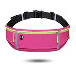 Eillekys Running Belt Waist Pack, Slim Soft Adjustable Fanny Pack with Large Capacity Pockets Reflective Strip, Water Resistant Sweatproof Waist Bag for Men Women Running and Outdoor (Rose Red)