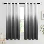 PONY DANCE Gradient Grey Blackout Window Short Kitchen Curtains Eyelet Home Decorative Thermal Insulated Curtain Tiers Window Treatments for Attic Basement, W 52 x L 63 inch, 2 Panels