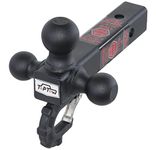 TOPTOW 64011 Trailer Tri Ball Hitch Mount with Beast Hook Matte Black Fits for 2 inch Receiver Towing Box