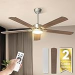 52 inch Ceiling Fan with Light, Modern Ceiling Fan with Remote Dual Mounting Options Bright Light 6 Speed Quiet Reversible DC Motor Farmhouse Ceiling Fan for Bedroom,Living Room,Outdoor Patio