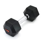 RUBX Fitness Rubber Encased Solid Hex Dumbbell Single Piece (One Dumbbell Only) (7.5 Kg Single Piece), Black