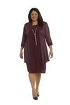 R&M Richards Women's Plus Size Two Piece Metalic Rib Pant Set Missy, Merlot, 20 Plus