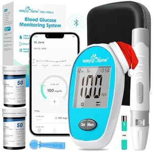 Easy@Home Wireless Glucose Monitor Kit - Blood Sugar Testing Kit with Free App GlucoseEase Includes 100 Glucometer Strips and 100 Blood Lancets, Large Display Diabetes Testing Kit