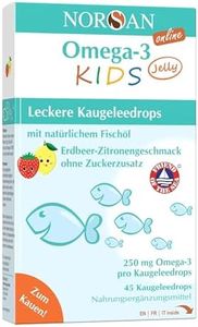 NORSAN Omega 3 bambini FISK Jelly - 45 Caramelline Omega 3 per bambini masticabili alla frutta con Olio di pesce Omega 3 IFOS I Integratore bambini con Omega 3 EPA DHA I Integratore Omega 3 Vitamina D