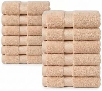 TOWELTIQUE 12 Pack Organic Cotton Washcloths, 700 GSM, 13x13 in – Beige