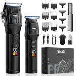 Professional Hair Clippers and Beard Trimmer for Men, Cordless Hair Trimmer Barber Clippers Hair Cutting Kit Rechargeable T-Blade Shaver Haircut Grooming Set with 10 Guide Combs Gifts for Men