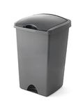 Addis 50ltr Lift Up Flat top Kitchen Waste Trash Complete Bin, Metallic Silver & Dark Grey