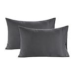 Pillows Queen Size Set of 2, Soft 100% Egyptian Cotton, Cool & Smooth 1000 Thread Count Pillow Cases - Charcoal