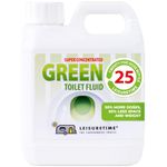 LeisureTime Concentrated Green 2in1 Waste and Rinse, 25 Treatments - Formaldehyde Free, Septic Tank Safe Toilet Cleaner Liquid for Cassette, Motorhome and Portable Toilets - Caravan Toilet Chemicals