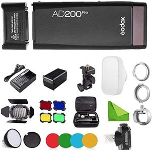 Godox AD200 Pro AD200Pro and Godox ML-CS1625 Flash Diffuser with BD-07,Flash Strobe Speedlight 200Ws 2.4G，0.01-1.8s Recycling, 2900mAh Battery, Bare Bulb/Speedlite Fresnel Flash Head Reflector