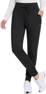 BALEAF Women's Fleece Lined Pants Water Resistant Sweatpants High Waisted Thermal Joggers Winter Running Hiking Pockets, Black, Large