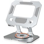 Dyazo Aluminium Tablet Stand Holder with 360° Rotating Base, Multi Angle Adjustments Compatible for iPad Pro | 11 | 10.9 | 10.2 | Air | Mini, Samsung Galaxy Tab, Lenovo Pad and All Tablets-Silver