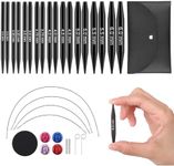 Guclud Interchangeable Circular Knitting Needle Set, 3-Inch Shorties Knitting Needles Sizes US 2.5, 3, 4, 5, 6, 7, 8, 9, 10 with Small Cables, Accessories and Case, 9-Pairs