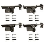 LAJIAOZ 4pcs Black Heavy Duty Slide Bolt Gate Latch with Padlock Hole - Solid Hardware Thickened Metal Door Locks Gate Latches for Shed Door,Wooden Fences,Barn Doors,Yard Door